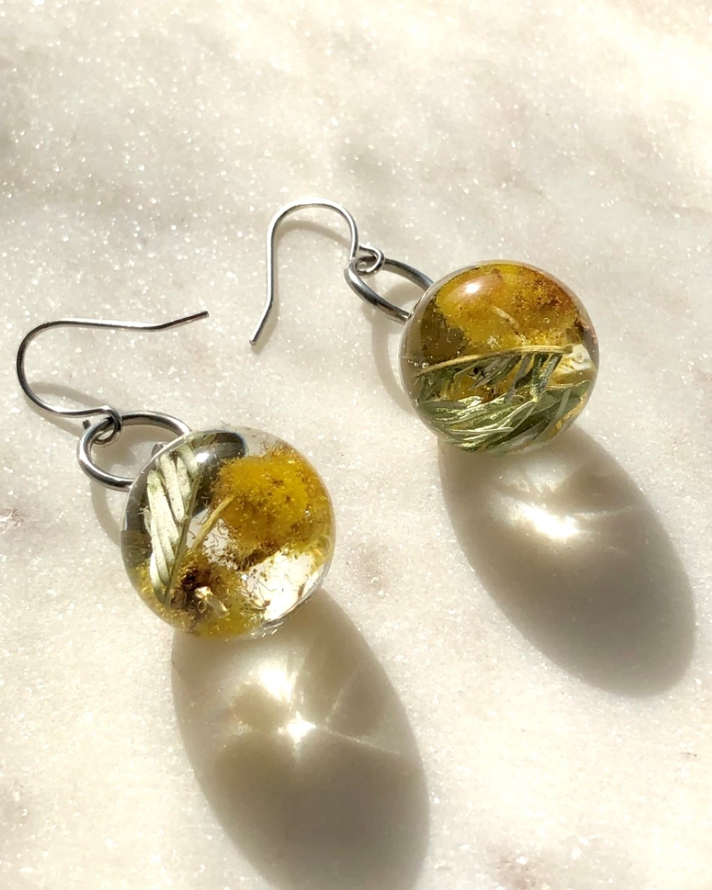 Boucles d'oreilles Bulles de Mimosa Rhodium