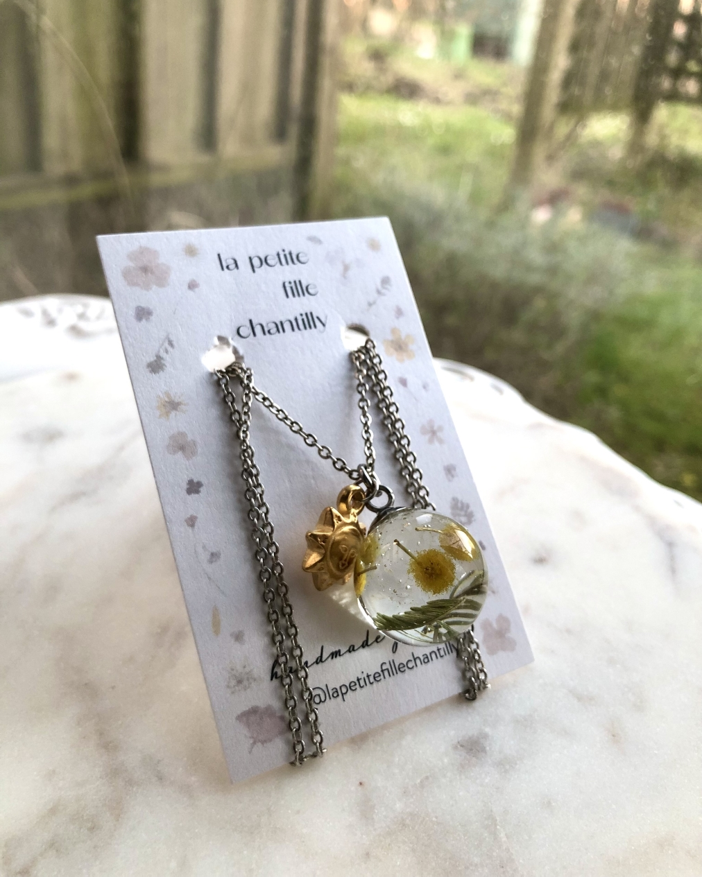 Collier Bulle de Mimosa Rhodium
