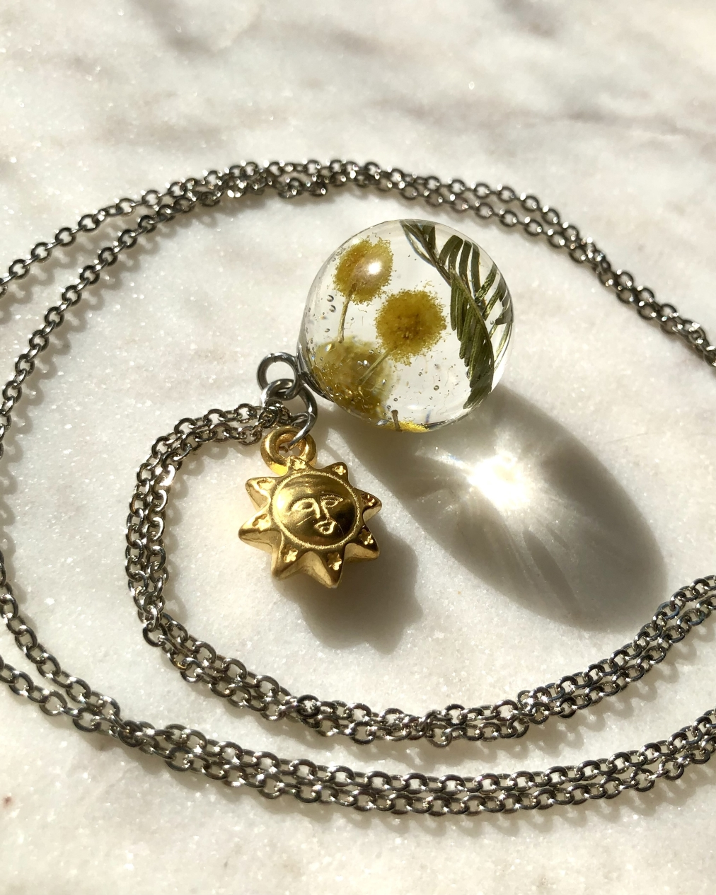 Collier Bulle de Mimosa Rhodium