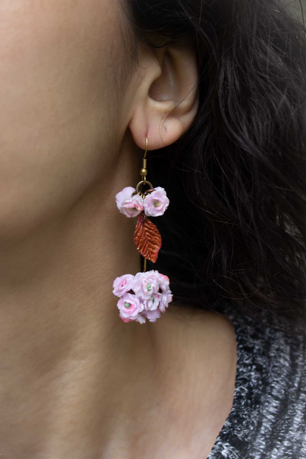 Boucles d'oreilles longues Pompon Kanzan