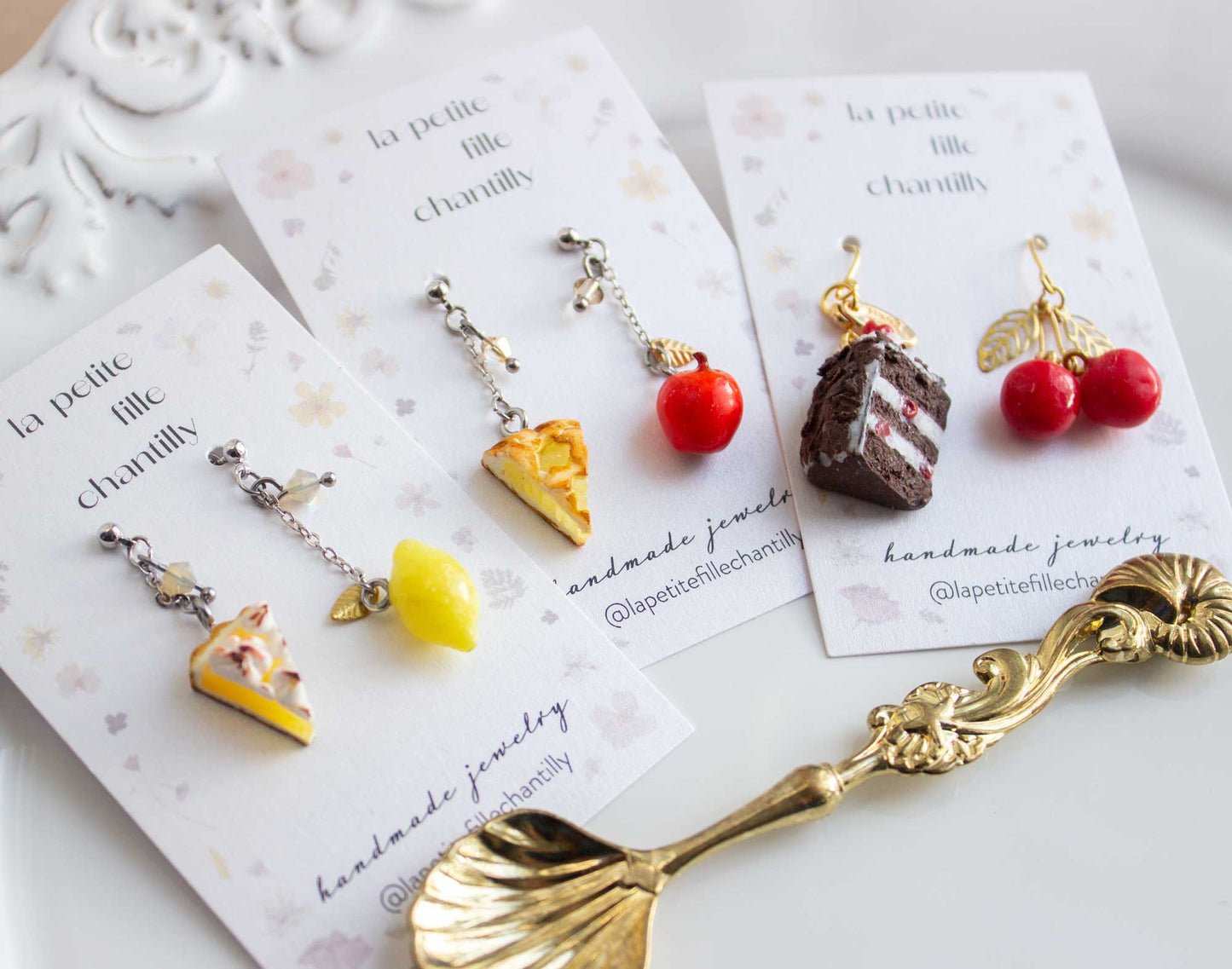 Pendientes no coincidentes - Tarta de merengue de limón