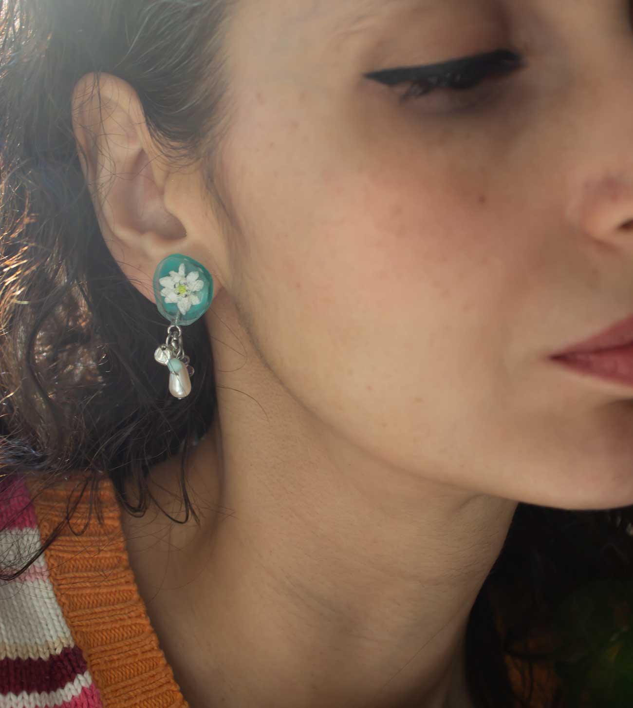 Pendientes Edelweiss de hielo esmeralda