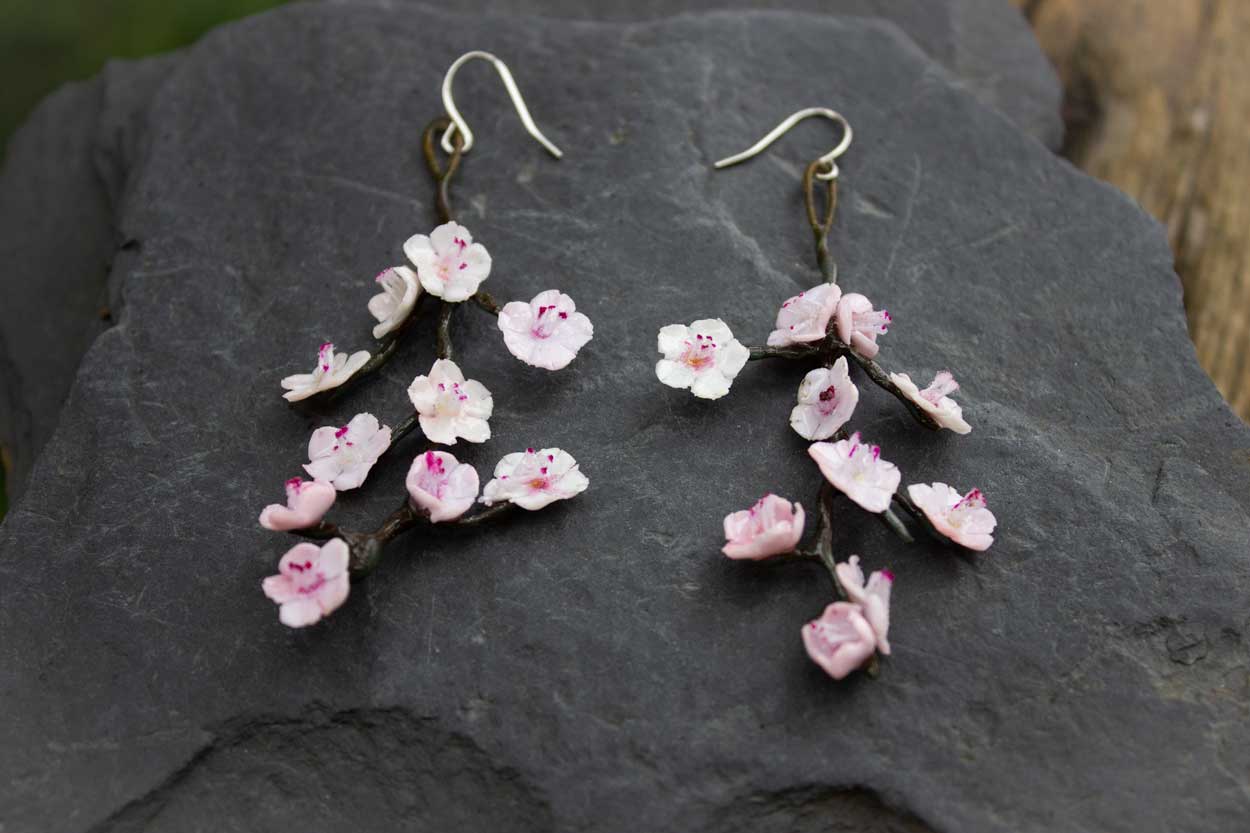 Boucles d'oreilles Branche de Cerisier Sakura