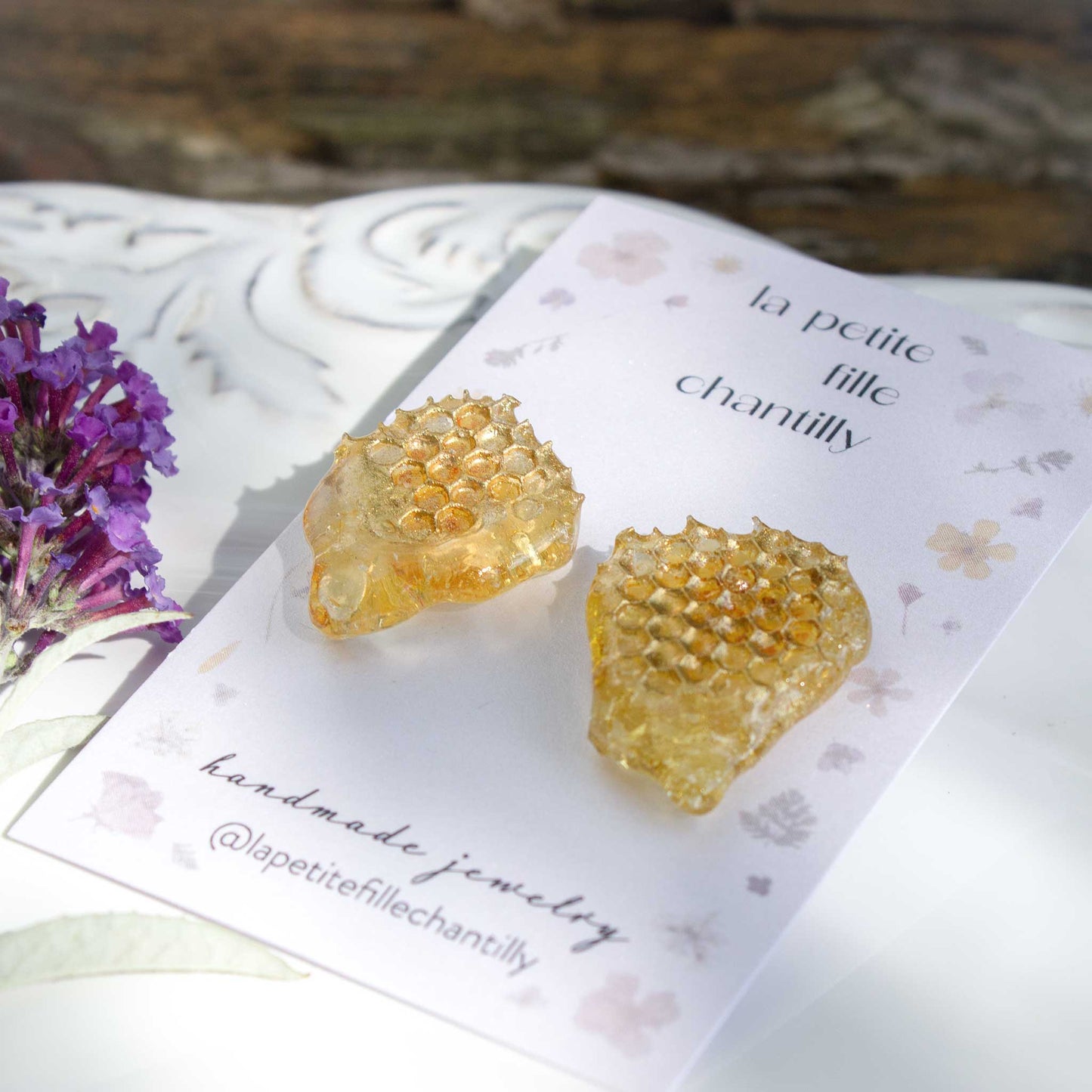 boucles d'oreilles puces miel