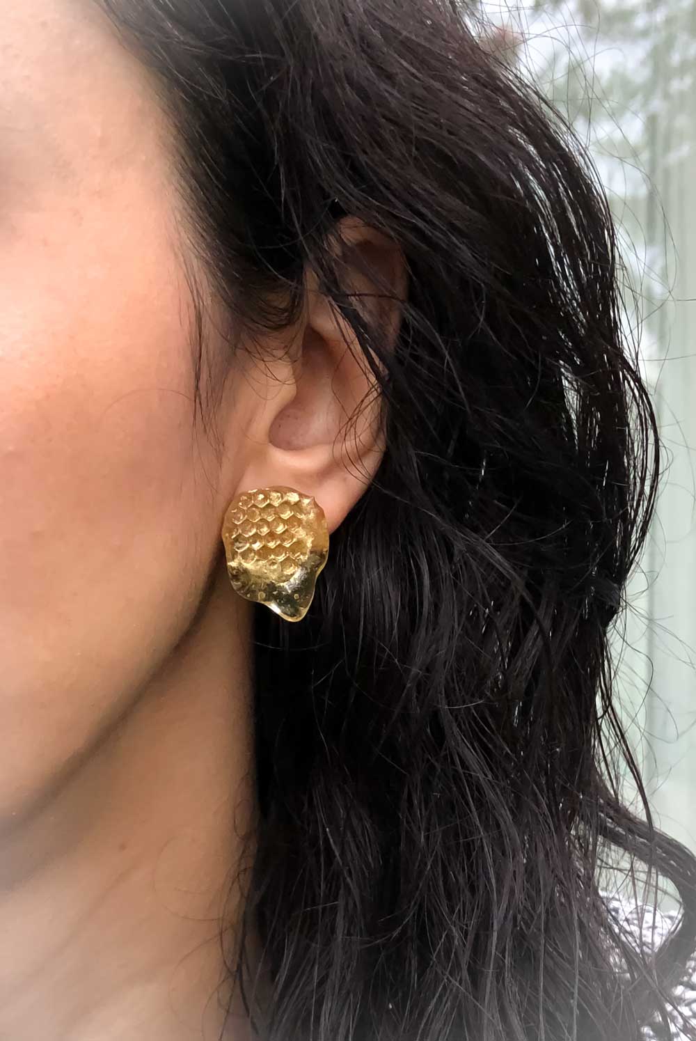 boucles d'oreilles puces tiges miel