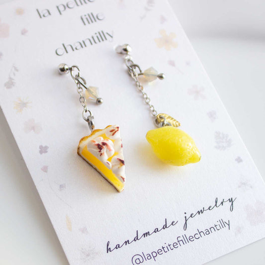 Pendientes no coincidentes - Tarta de merengue de limón