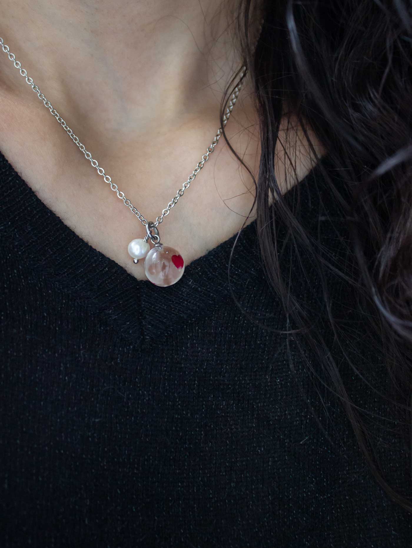 Petal Heart bubble short necklace